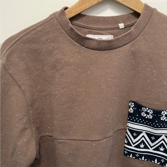On the Byas Brown Crewneck Sweater with Patterned Pocket - Picture 4 of 5
